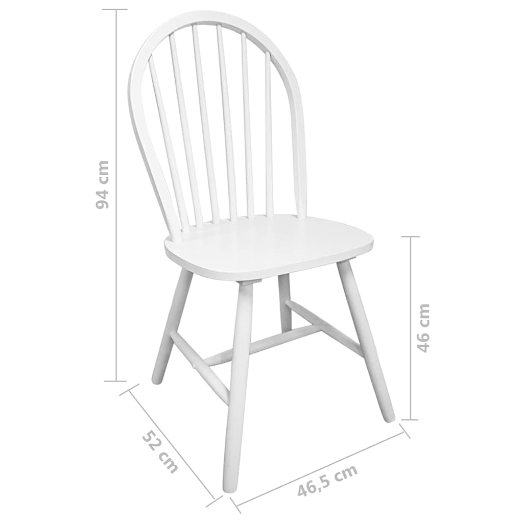 Dining Chairs 4 pcs White Solid Rubber Wood
