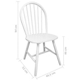 Dining Chairs 4 pcs White Solid Rubber Wood - Rear View