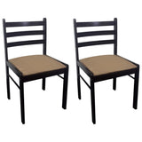 Dining Chairs 2 pcs Brown Solid Rubber Wood and Velvet - Front View