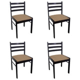 Dining Chairs 4 pcs Brown Solid Rubber Wood and Velvet - Front View