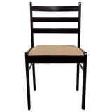 Dining Chairs 4 pcs Brown Solid Rubber Wood and Velvet - Side View