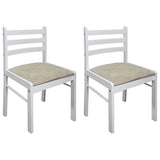 Dining Chairs 2 pcs White Solid Rubber Wood and Velvet - Front View