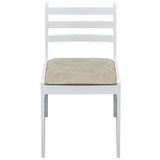 Dining Chairs 2 pcs White Solid Rubber Wood and Velvet - Side View