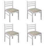 Dining Chairs 4 pcs White Solid Rubber Wood and Velvet