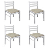 Dining Chairs 4 pcs White Solid Rubber Wood and Velvet - Front View