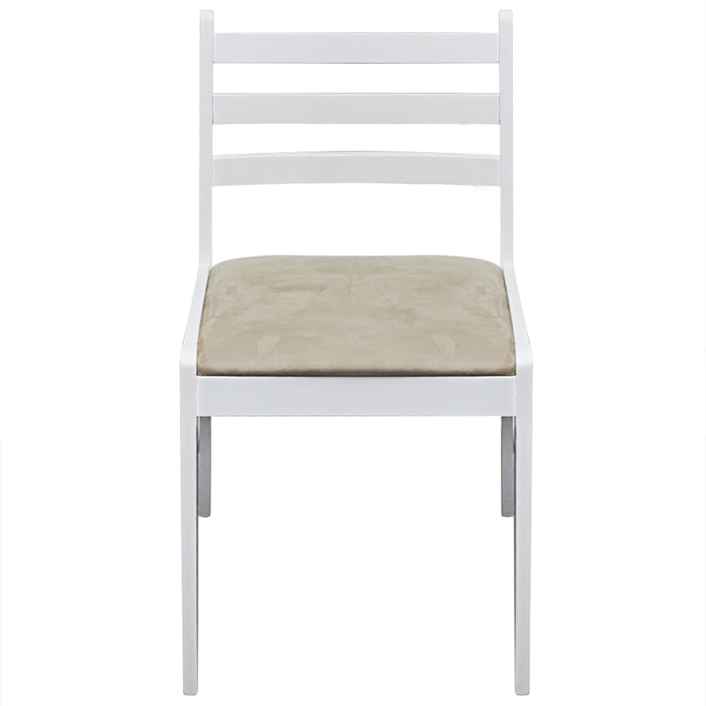 Dining Chairs 4 pcs White Solid Rubber Wood and Velvet
