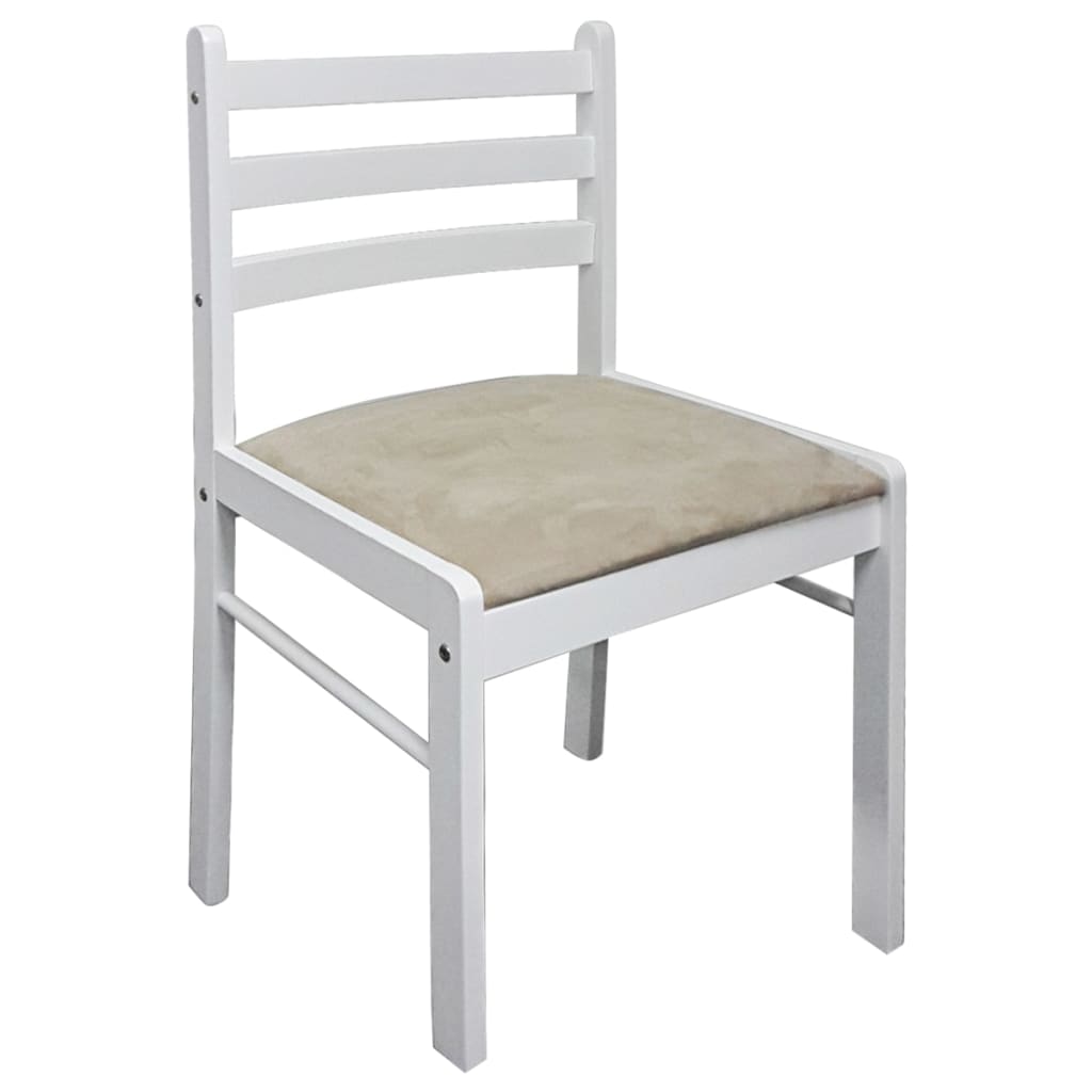 Dining Chairs 4 pcs White Solid Rubber Wood and Velvet