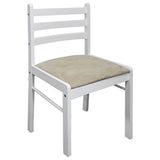 Dining Chairs 4 pcs White Solid Rubber Wood and Velvet