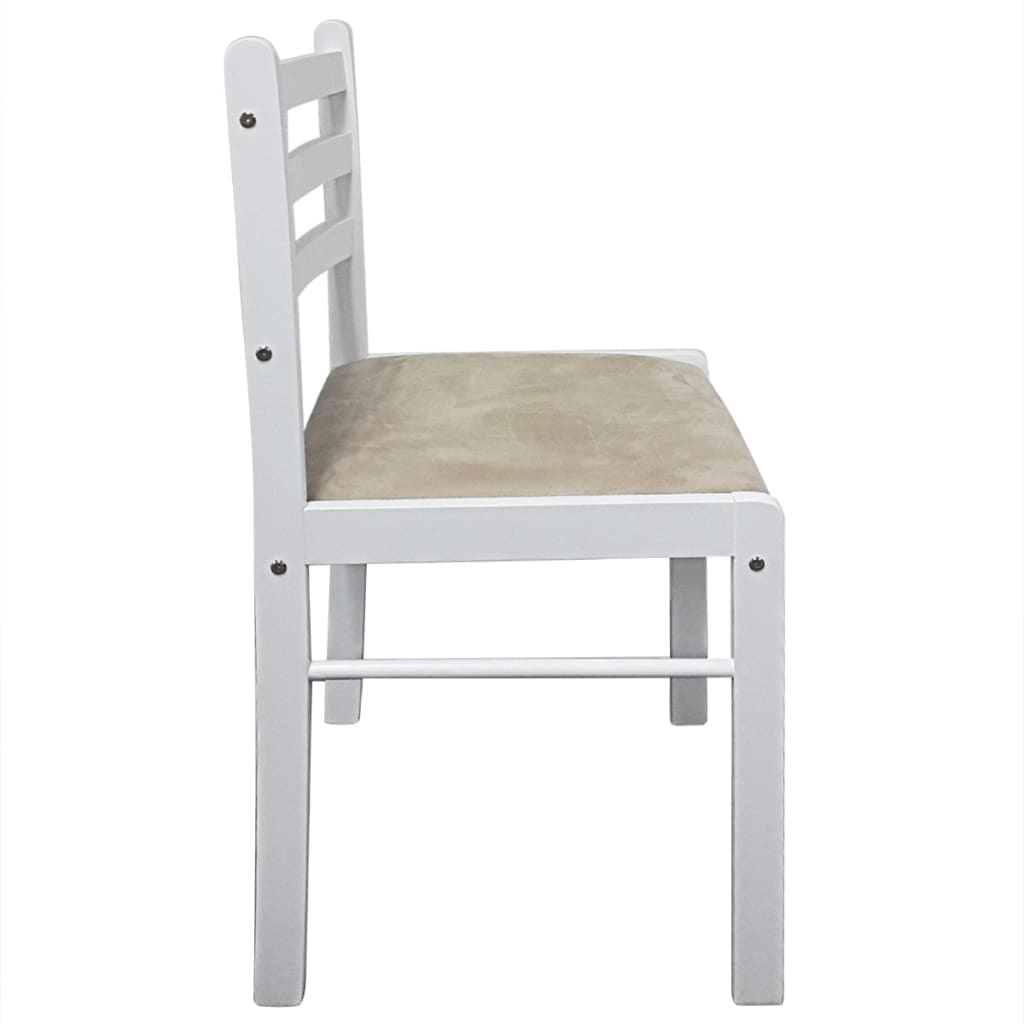 Dining Chairs 4 pcs White Solid Rubber Wood and Velvet