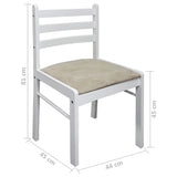 Dining Chairs 4 pcs White Solid Rubber Wood and Velvet - Rear View