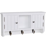 Wall Cabinet for Keys and Jewellery with Doors and Hooks - Front View