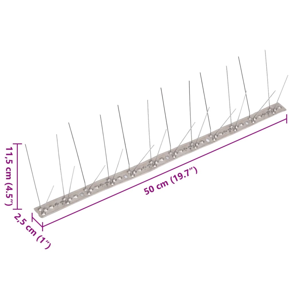 4-row Stainless Steel Bird & Pigeon Spikes Set of 6 3 m