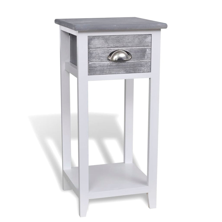 Nightstand with 1 Drawer Grey and White