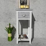 Nightstand with 1 Drawer Grey and White - Side View