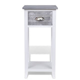Nightstand with 1 Drawer Grey and White - Top-Down View