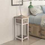 Nightstand with 1 Drawer Brown and White - Front View