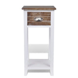 Nightstand with 1 Drawer Brown and White - Top-Down View