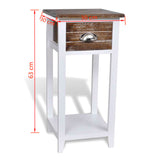 Nightstand with 1 Drawer Brown and White - Rear View