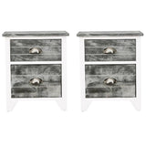 Nightstand 2 pcs with 2 Drawers Grey and White