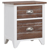 Nightstand 2 pcs with 2 Drawers Brown and White - Side View