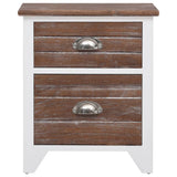Nightstand 2 pcs with 2 Drawers Brown and White - 45-Degree Angle
