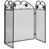 3-panel Fireplace Screen Iron Black - Front View