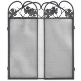 3-panel Fireplace Screen Iron Black - Top-Down View