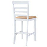 White Wooden Bar Table and 4 Bar Chairs Set - Rear View