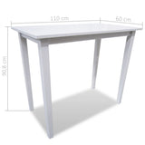 White Wooden Bar Table and 4 Bar Chairs Set - Low Angle