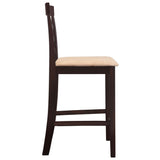 Brown Wooden Bar Table and 4 Bar Chairs Set - 45-Degree Angle