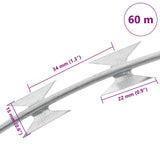 BTO-22 Clipped Concertina Razor Wire Galvanised Steel 60 m - 45-Degree Angle