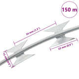 BTO-22 Clipped Concertina Razor Wire Galvanised Steel 150 m - 45-Degree Angle