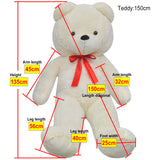 XXL Soft Plush Teddy Bear Toy White 135 cm - 45-Degree Angle