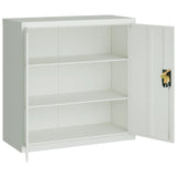 Office Cabinet with 2 Doors Grey 90 cm Steel - Rear View