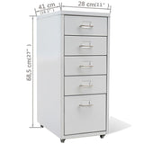 File Cabinet with 5 Drawers Grey 68.5 cm Steel - Close-Up Angle