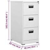 Filing Cabinet Light Grey 46x62x102.5 cm Steel - Extra Image