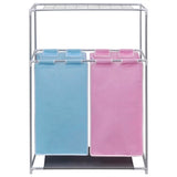 2-Section Laundry Sorter Hamper with a Top Shelf for Drying - Front View