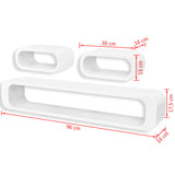 3 White MDF Floating Wall Display Shelf Cubes Book/DVD Storage - Close-Up Angle