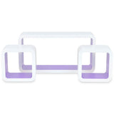 3 White-purple MDF Floating Wall Display Shelf Cubes Book/DVD Storage - Top-Down View
