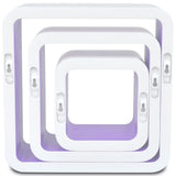 3 White-purple MDF Floating Wall Display Shelf Cubes Book/DVD Storage - 45-Degree Angle