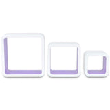 3 White-purple MDF Floating Wall Display Shelf Cubes Book/DVD Storage - Rear View