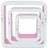 3 White-pink MDF Floating Wall Display Shelf Cubes Book/DVD Storage - 45-Degree Angle