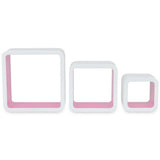 3 White-pink MDF Floating Wall Display Shelf Cubes Book/DVD Storage - Rear View