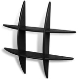 Black MDF Floating Wall Display Shelf Book/DVD Storage - Front View