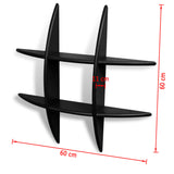 Black MDF Floating Wall Display Shelf Book/DVD Storage - Top-Down View