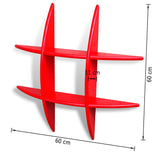 Red MDF Floating Wall Display Shelf Book/DVD Storage