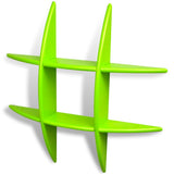 Green MDF Floating Wall Display Shelf Book/DVD Storage - Front View