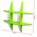 Green MDF Floating Wall Display Shelf Book/DVD Storage - Top-Down View