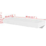 2 White MDF Floating Wall Display Shelves Book/DVD Storage - 45-Degree Angle