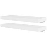 2 White MDF Floating Wall Display Shelves Book/DVD Storage - Front View